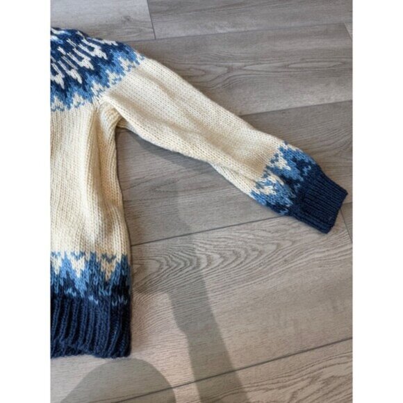 Stobi Nordic Sweater Blue Cream Iceland Pure Wool Chunky Knit Denmark Sz Medium - Picture 10 of 14
